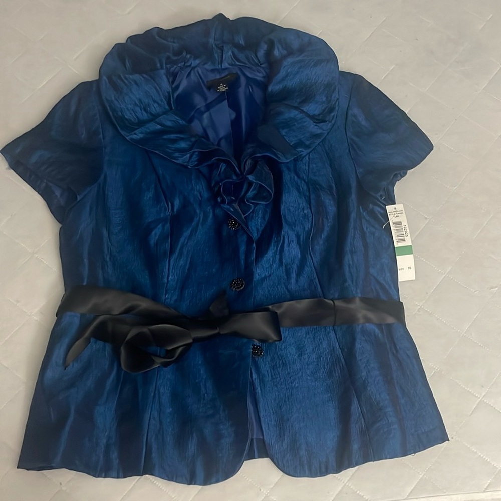 Women’s blue ruffle dress top